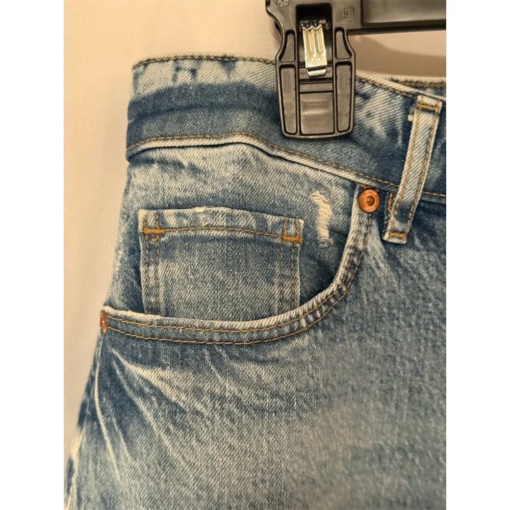 Old Navy Jeans Womens Size 30 Blue Light Wash High Rise Straight Leg Distressed - Picture 5 of 13